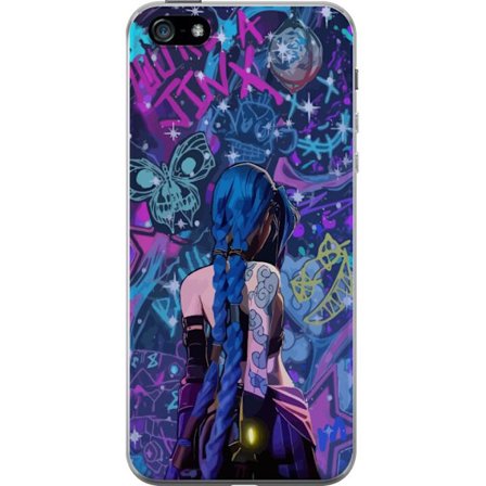 Yhteensopiva Puhelinkuori Apple Apple iPhone 5 Värikäs graffitipiirros, jossa on sinisellä hiuksilla varustettu hahmo kaupunkimaisessa neon-tyyliss