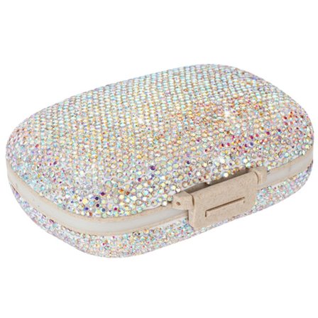 Rejsepilleorganisator, 8 rum bærbar pilleæske, rhinsten pilleæske bærbar medicin vitaminbeholder