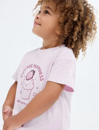 Mango Embossed Detail Printed T-Shirt - Pink - 3-4