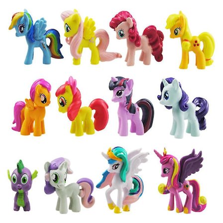 12 stk My Little Pony Figurer Leke Sett Mini Unicorn Modell Dukker Kake Topper Barn Gutter Jenter Bursdagsfest Dekorasjon