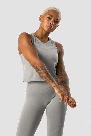 ICANIWILL - Deluxe Seamless Cropped Tank Top Grey- Training tank tops - Damen - ICIW