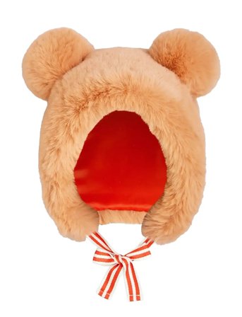 Mini Rodini Faux Fur Ear Hat - Coral - 48/50