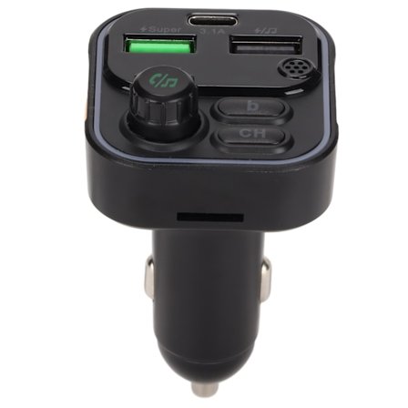 C16 Bil MP3-spelare 22,5W Flashladdning Handsfree-samtal Billaddare med färgglatt ljus för bilar