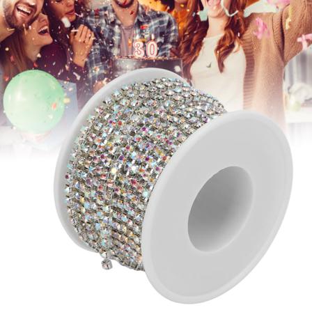 10 Jaardia Rhinestone Close Chain Trim - Korkealaatuinen Kiiltävä, Satunnaisesti Leikattu Rhinestone-Kynsikoukku Ketju DIY-Töihin, Juhliin ja 
