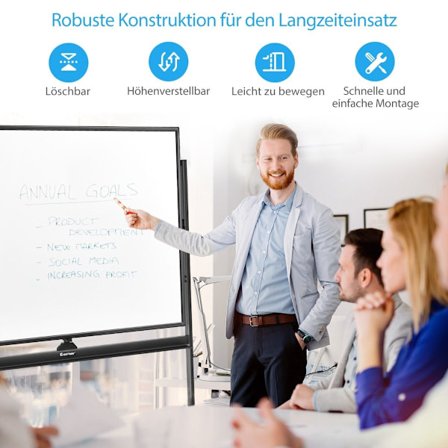 mobil magnetisk stor vändbar whiteboard 360° roterbar 90 x 120 cm svart + vit