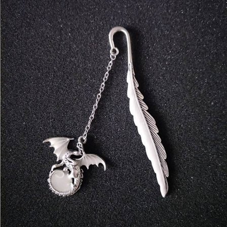 Vintage glödande metall Pterodactyl bokmärke, Vintage Feather Meta