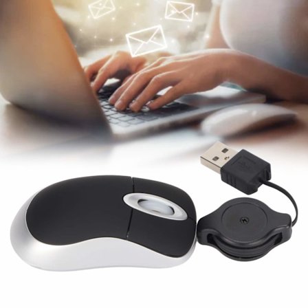 Mini Mus Trendig Blank Yta 68cm Infällbar Sladd Plug and Play Bärbar Bred Kompatibilitet Bärbar Mus -AD11-