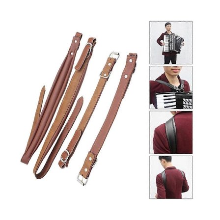 Læder Harmonika Rem Vandtæt Justerbar 16 Bas-120 Bas Harmonika Universal Skulderrem (Brun)