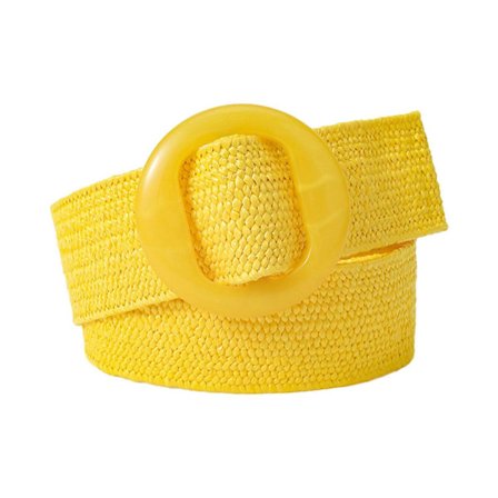 Valgfri Farve Damebælte Strå Boheme Elastisk Flettet Taljebælte Strå Dame Kjole Skjorte Taljetætningsbælte Gul