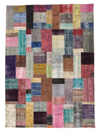 Patchwork Rug Hand Knotted 251X350 Dark Grey/Dark Red
