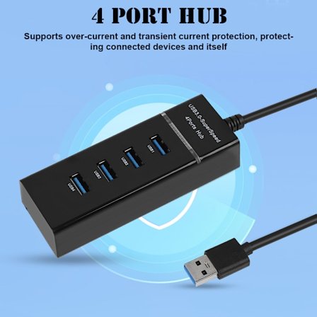 4-portars USB3.0 HUB Laddningsstation 5 Gbps Laddningshubb Adapter för Telefon/Tablet/PC/Windows