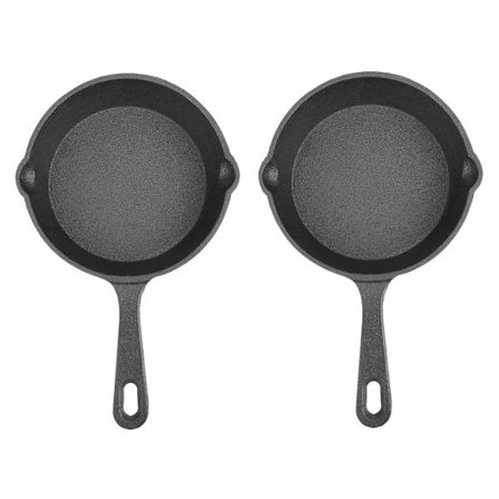 Gas- och induktionshällspisäggpanna kök catering 2x gjutjärnsstekpanna med non-stick