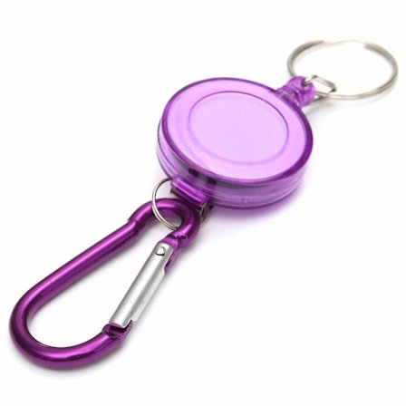 Retractable Keychain Badge Scroll Recoil Carabiner Id Card Ski Pass Holder (violetti)
