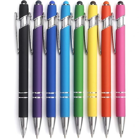 8-pak Kulspetspen 2-i-1 Stylus Udtrækkelig Kuglepen med Touchskærmspids, Metal Stylus Pen til