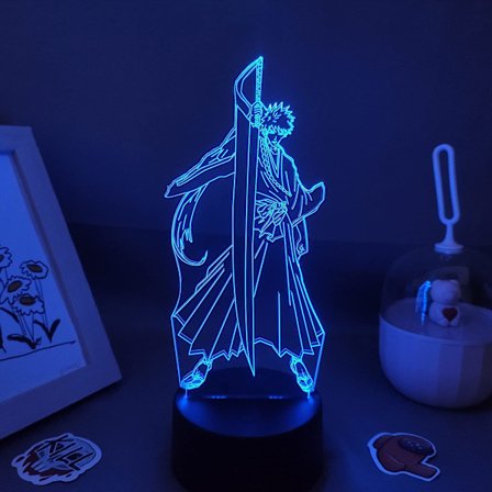 3D Illusion Lampe Bleach Lys Anime Figur Kurosaki Ichigo Shikai 3D Led Manga RGB USB Natlys Fødselsdag Soveværelse Bord Dekoration