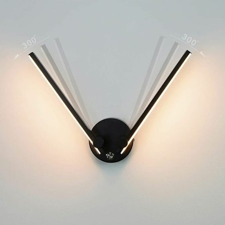 Kylpyhuoneen seinävalaisin kytkimellä, 2 lamppua, 12W LED, peilille, 73 cm, kaksinkertainen LED-lamppu säädettävillä varsiilla 300° (Musta 3000K)