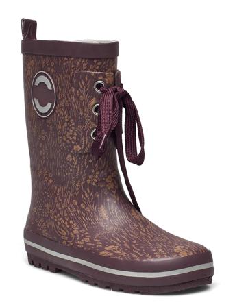 Printed Wellies W. Lace Shoes Rubberboots High Rubberboots Unlined Rubberboots Brun Mikk-Line
