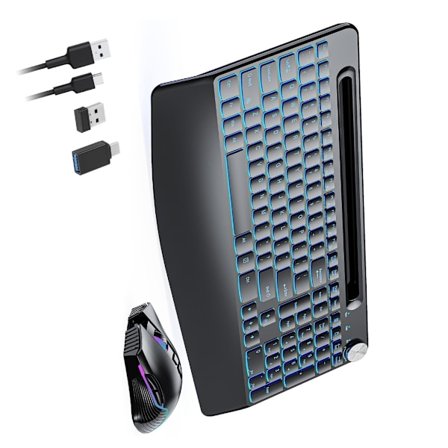 Ladattava langaton näppäimistö-hiirisetti LED-valaistus Ergonominen rannetuki Kestävä ABS-rakenne Kytke ja käytä