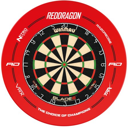 Red Dragon Darts Cabinet Blade 6 Winmau Dartboard Set 2 Sets of Darts Razor Edge Nitro Tech Surround Home Games Room