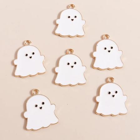 10 stk. 18*22 mm Halloween-charms, kreativ tegneserie spøgelse tænd for smykker gør guldfarver til halskæde øreringe gør som billede 1