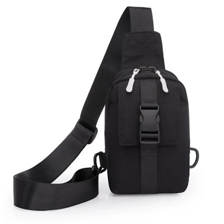 1. Klassisk ensfarget vanntett skolesekk mote avslappet crossbody skulderveske (svart)-FA11-