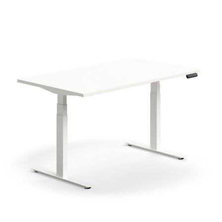 Schreibtisch QBUS höhenverstellbar, 1400x800 mm, Gestell weiß, weiß