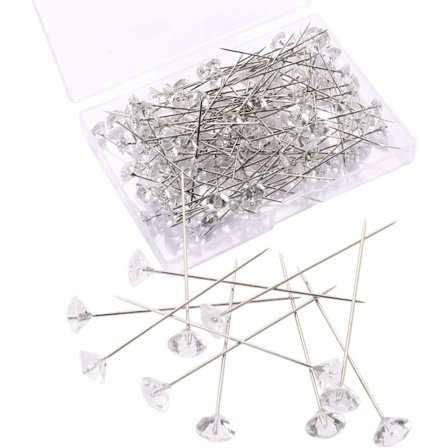 100 stycken diamant bukett pin pin transparent pin pin 2 tum blom bukett pin diamant pin kristall huvud rak pin för bröllop smycken dekoration