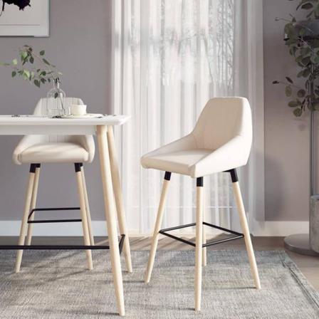 Vidaxl Barstolar 2 St Gräddvit Tyg Kräm