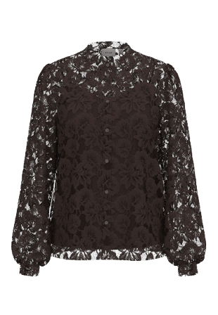 Vila Lace Shirt Blusar Dam Brun 40