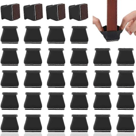 32 stk Silikone Stolbensbeskyttere til Hårde Gulve, Filtpuder Gulvbeskyttere til Stole Møbelben, Stolestrømper Møbelglidere Til