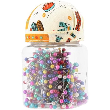 Flerfargede rette knappenåler perler quiltnåler stoffkledd nålepute flaske syhåndverk 500 stykker Khaki