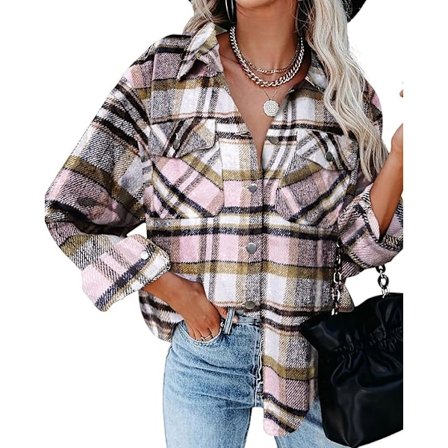 Ternet skjortejakke til kvinder - Langærmet flannelskjorte med knapper