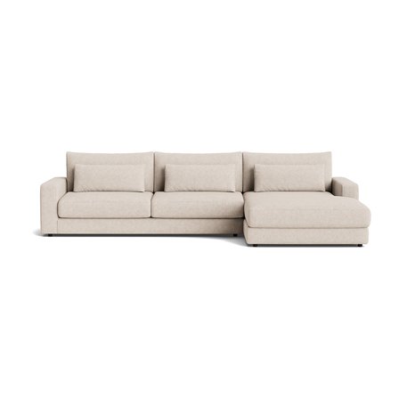 Sevilla Chaiselong Sofa, Højrevendt - Aragon Beige - 332x167x85cm - Inkl. 3 Ekstra Puder & Pocket Fjedre - Bred Chaiselong Sofa til Hele Familien