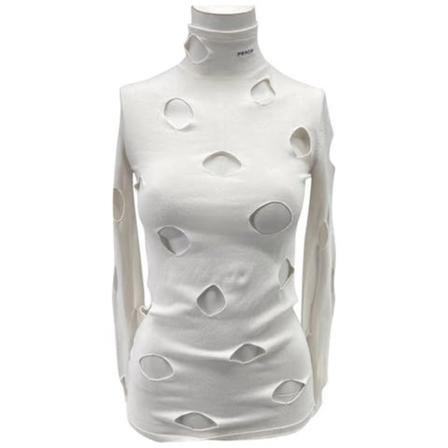 Prada Vintage, Pre-owned Fabric Top Wit, Dames, Maat:L