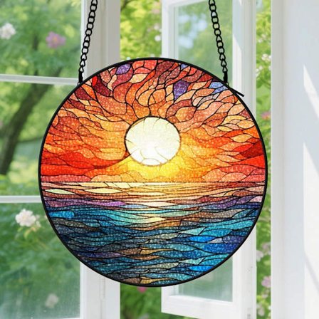 Ocean sunset Vinduesophæng Ornament - Par Hængende Solfanger til Mand og Kone, Familie, til Langdistance Venskabsgaver til Ham Hende