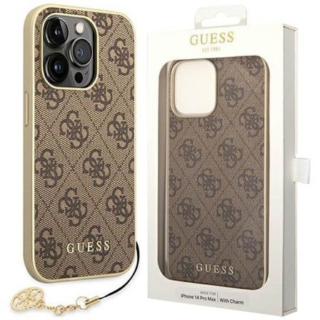 Guess GUHCP14LGF4GBR iPhone 14 Pro 6.1 brun/brunt hardt deksel 4G Charms Collection