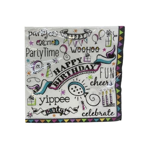 Unika festpapper Doodle Grattis på födelsedagen engångsservetter (Pa