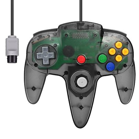 Klassinen langallinen ohjainjoystick, yhteensopiva Nintendo-64 N64 -pelijärjestelmän kanssa, läpinäkyvä musta