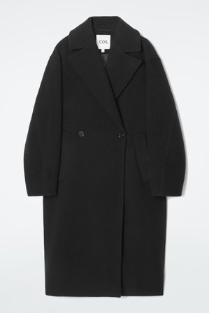 COS Femme Manteau Oversize Croisé En Laine in Noir