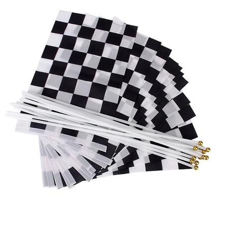 12 stk Rutete Formel 1 F1 Racing Banner Håndvinkende Flagg (Svart+Hvit) Black and white grid