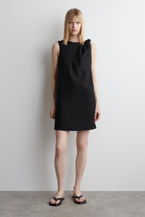 COS Women's Twist Detail Linen Mini Dress in Black