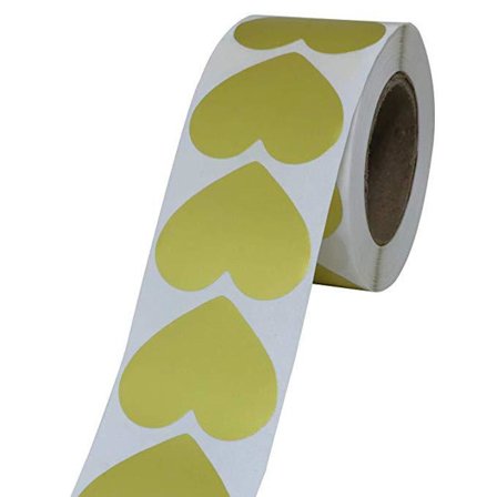 1 rull med hjerteklistremerker, Valentine's Day-etiketter, kjærlighet (500 stk for hver rull, gull)