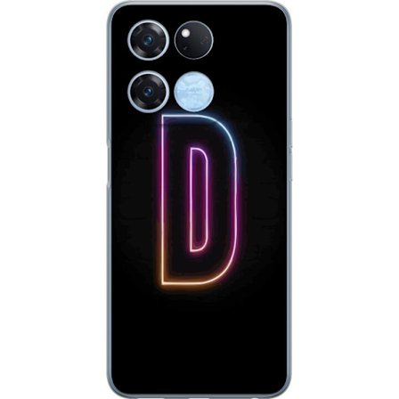 Kompatibel Mobilcover til OnePlus OnePlus Ace Racing Minimalistisk neonbogstav D i farveskiftende lys mod sort baggrund i moderne digital design