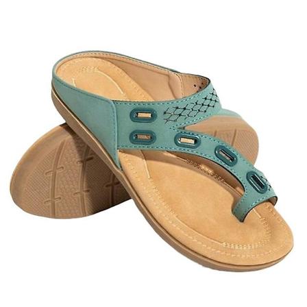 Sommer Sandaler for Kvinner - Flat Massasje Klemmesandaler og Tøfler i Stor Størrelse - Sett med Tåsandaler for Kvinner green eu35