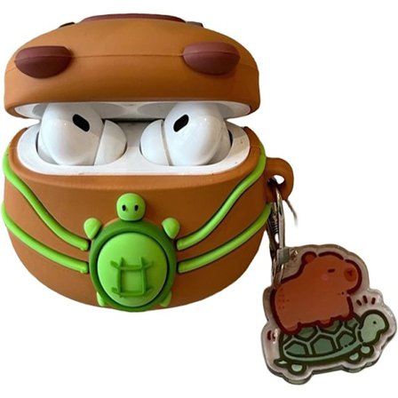 Søtt Kawaii-deksel for AirPods 4, Deksel kompatibelt med AirPod 4. generasjon 2024, Morsomt Capybara Støtsikkert Beskyttelsesdeksel for Air pods