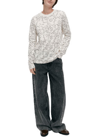 Marimekko Sekunti Piirto Unikko Långärmade toppar Dam Vit M