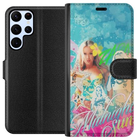 Yhteensopiva Lompakkokotelo Samsung Galaxy S24 Ultra Seikkailumaailma Steve, Creeper ja eläimillä värikkäässä palikkagrafiikassa