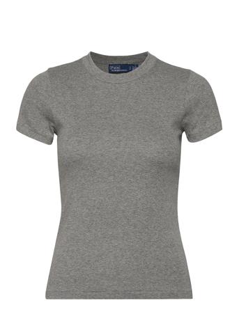 Ribbed Cotton Tee Tops T-shirts & Tops Short-sleeved Grey Polo Ralph Lauren