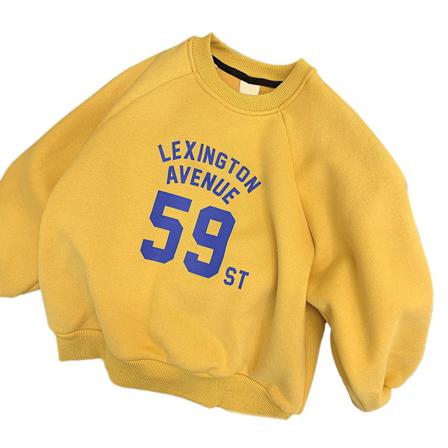 Børne Crewneck Sweatshirt Forår Efterår Moderigtig Casual Løstsiddende Bogstav Tryk Crewneck Sweatshirt til Drenge Piger Gul 100‐110cm/39.4‐43.3in
