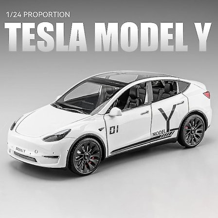 1:24 Tesla Model Y Model 3 Ladestation Legering Støbt Legetøjsbil Model Lyd Og Lys Børns Legetøj Samleobjekter Fødselsdagsgave